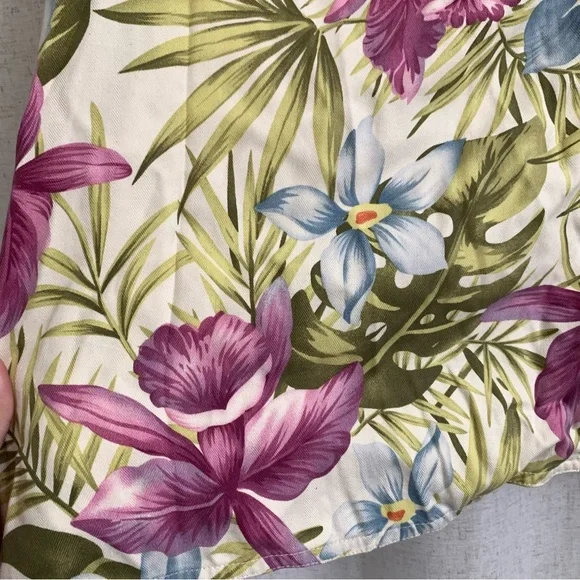 Kate Hill 100% Silk Gorgeous Floral Pattern Tropical Print Top 3X - Picture 3 of 5